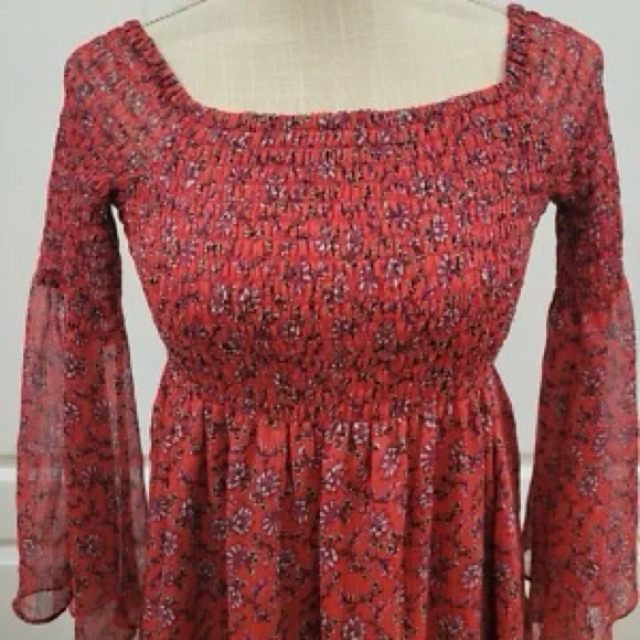 Sam Edelman Red Floral Dress Size 10 - Picture 2 of 5